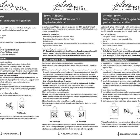 Jolee's Easy Image Fusible Cotton Transfers 4 packs of 10 -For Light Fabrics NEW - Picture 6 of 7